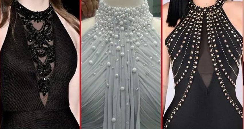 استفاده از پیراهن های یقه بسته و نگین دوزی شده